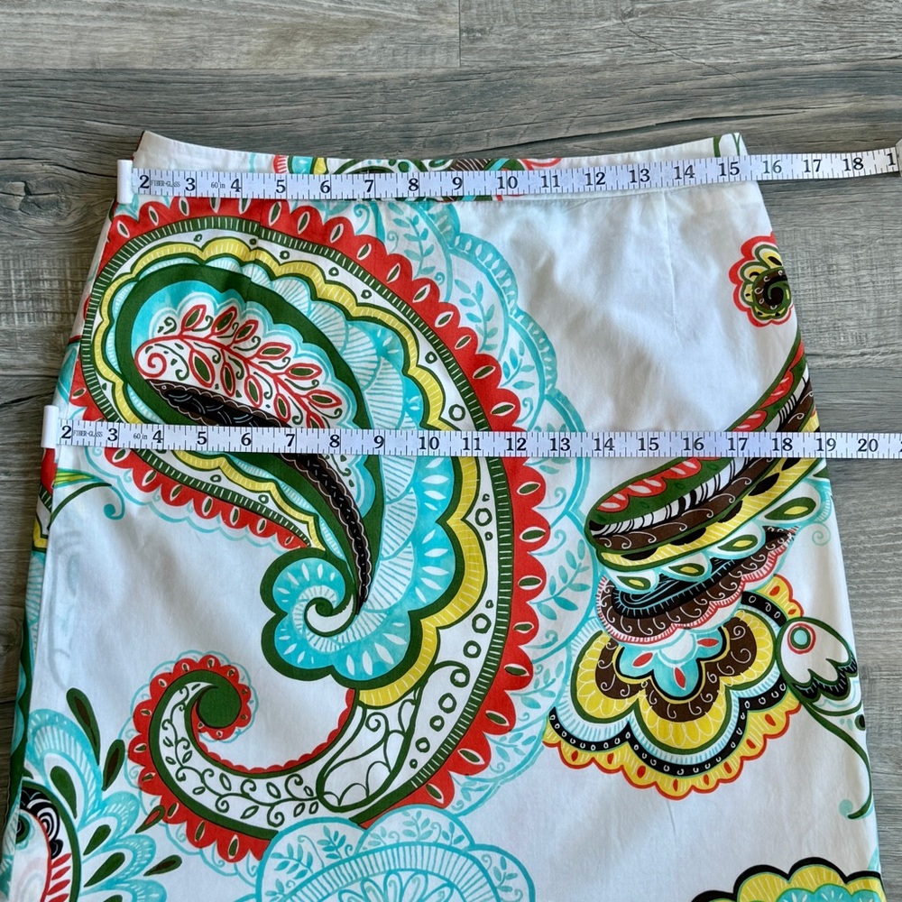 Bogner Paisley Pattern Cotton A-Line Skirt with Ruffle Hem (size 6) - Picture 11 of 12
